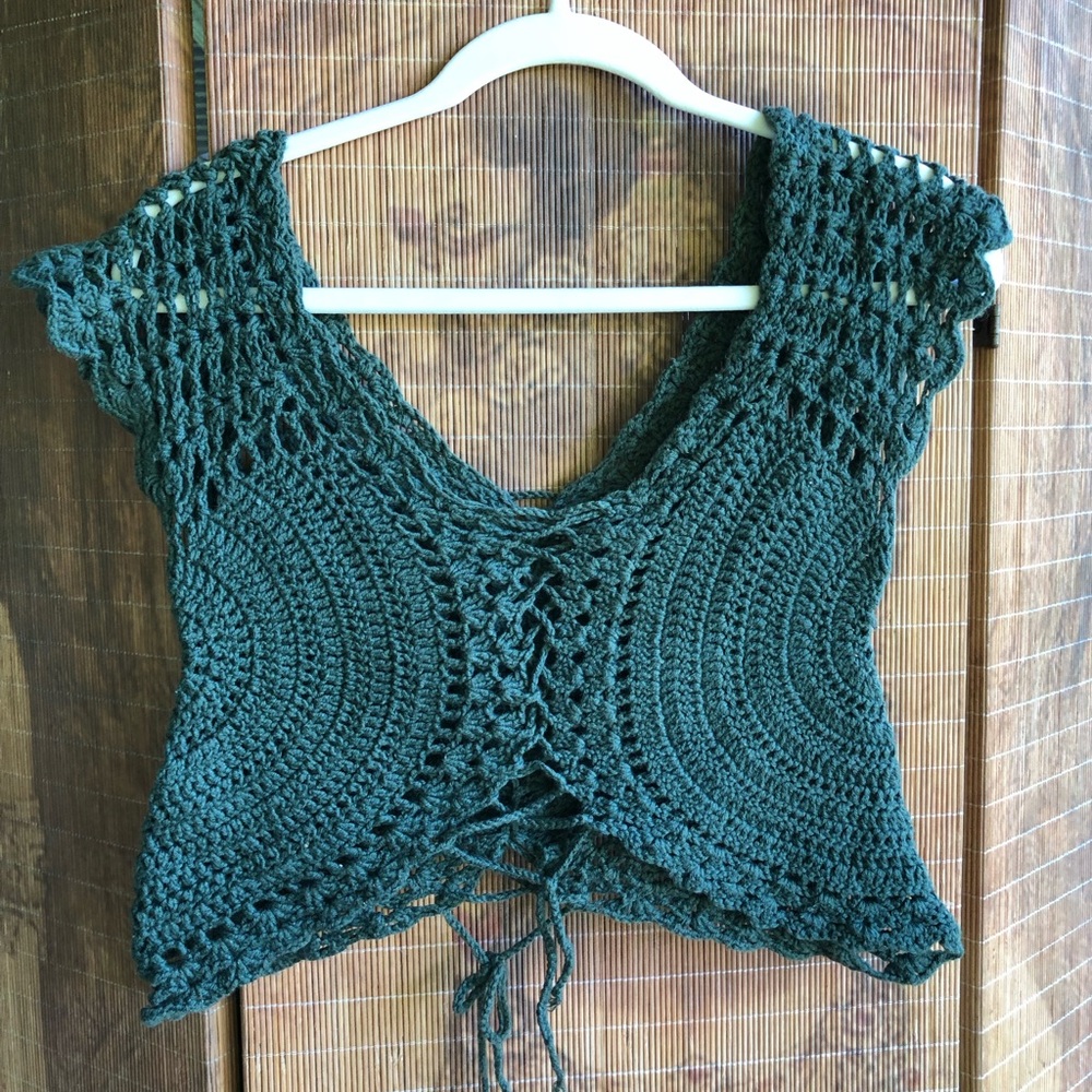 Handmade Dark Green Crochet Crop Top